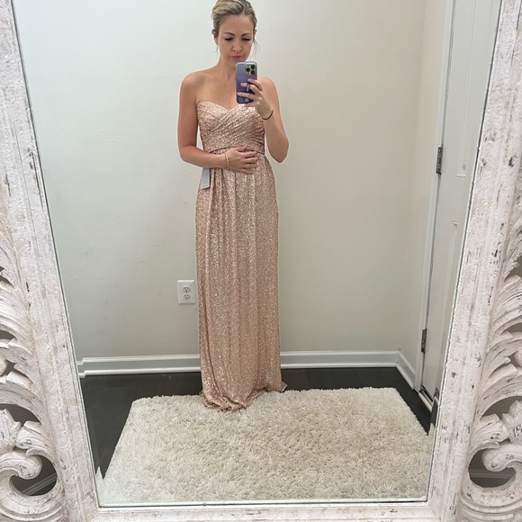 Amsale rose gold sweatheart strapless bridesmaids dress - Picture 2 of 12